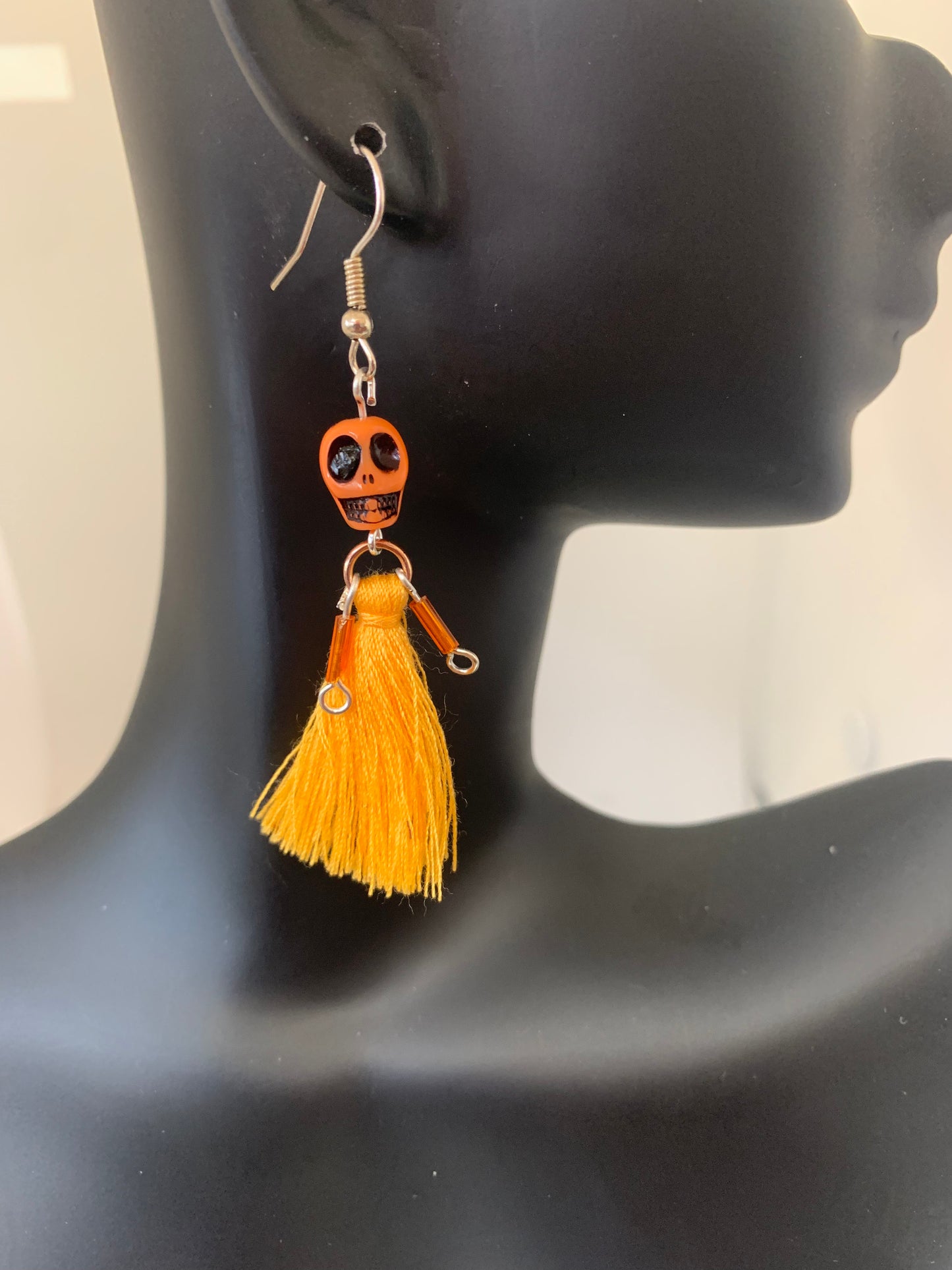 Goth skeleton doll earring