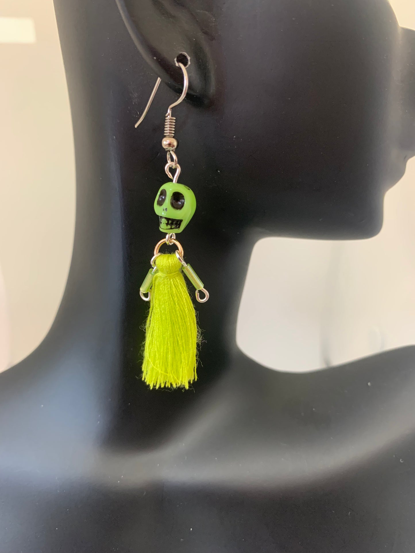 Goth skeleton doll earring