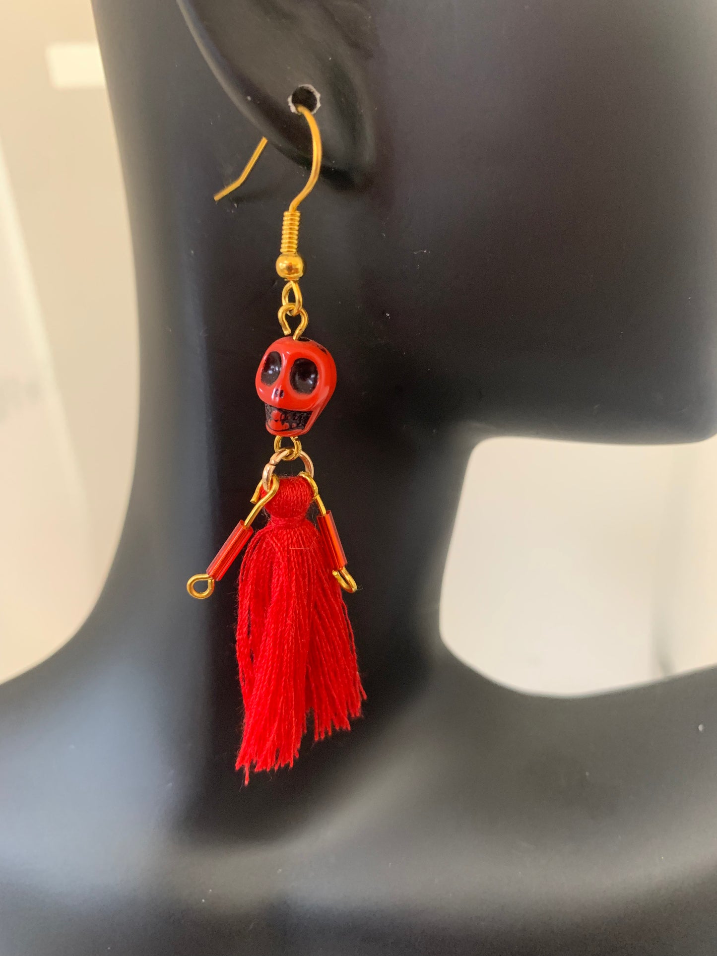 Goth skeleton doll earring
