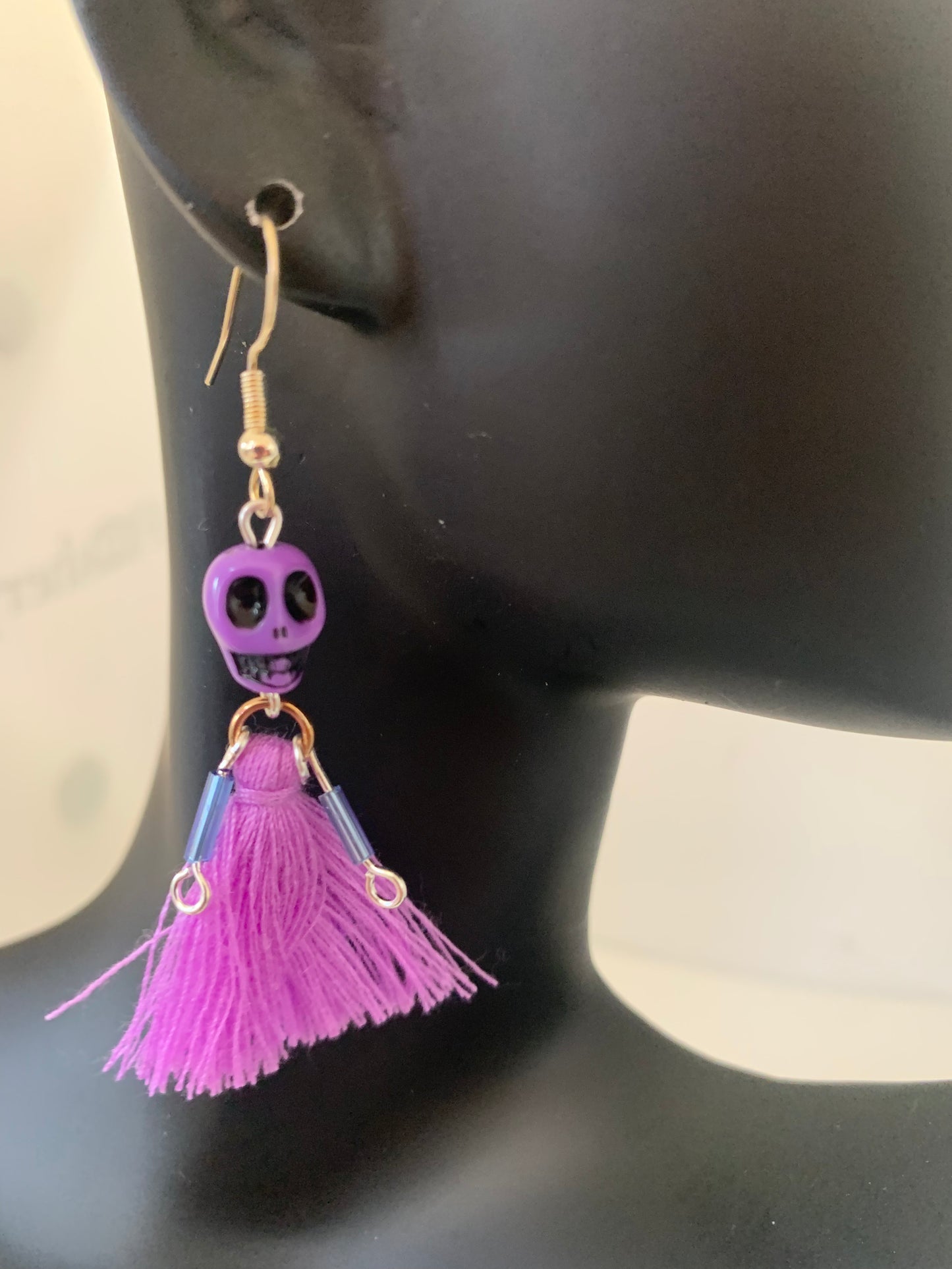 Goth skeleton doll earring