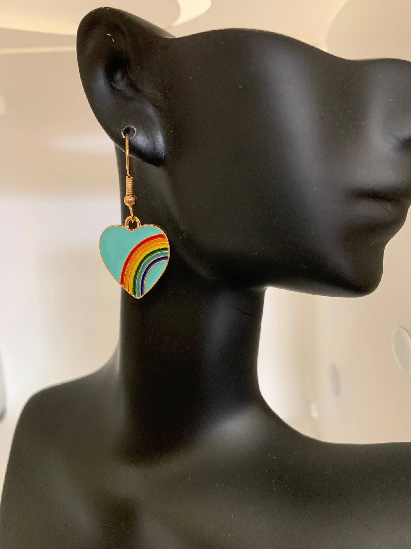 Turquoise Heart with Rainbow inside