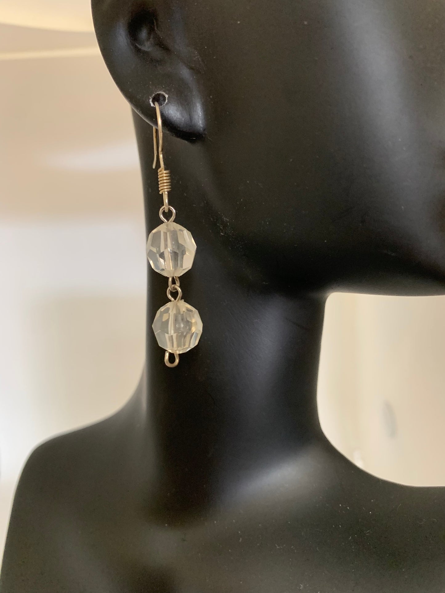 Clear White Dangle Earrings