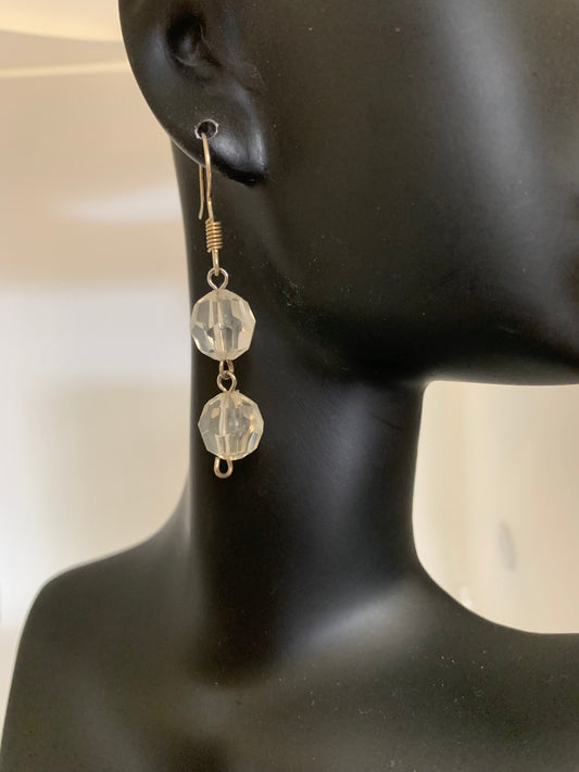 Clear White Dangle Earrings
