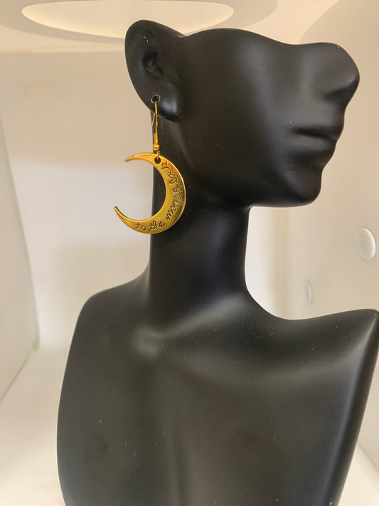 Golden Crescent Moon Earring