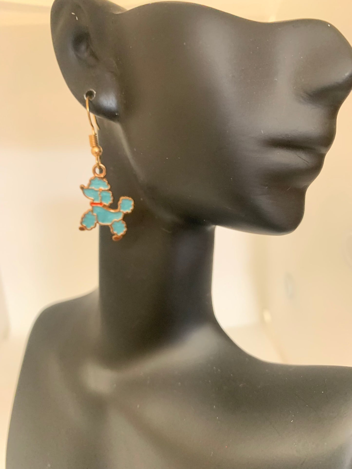 Teal Colored Poodle Earring