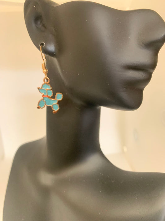 Teal Colored Poodle Earring