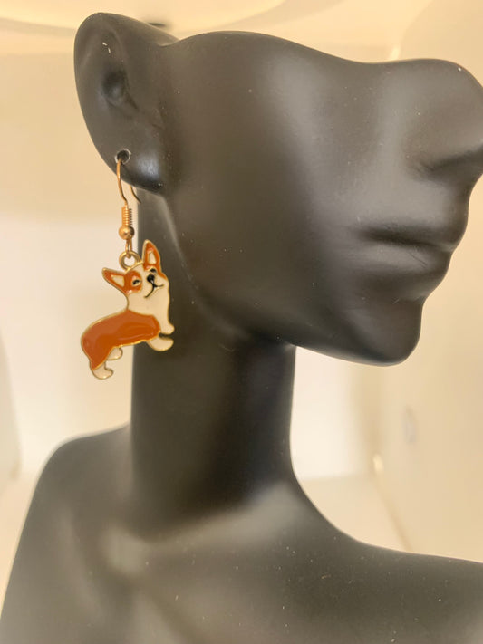Brown Corgi Earring